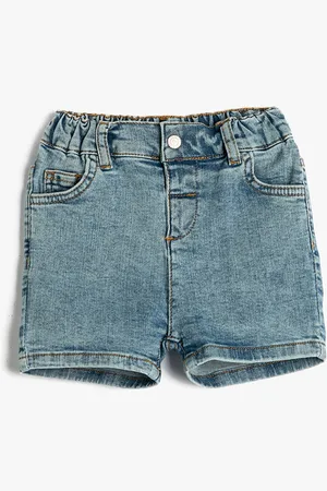 Koton Girls Mid Rise Cotton Denim Shorts