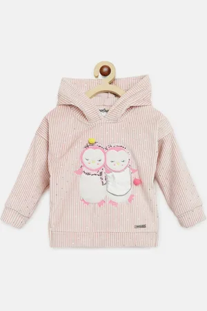 Nauti Nati Girls Pink Polar Fleece Hooded Sweatshirt with Applique & Embroidered details