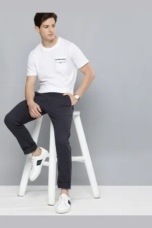Mast & Harbour Men Navy Blue Slim Fit Mid Rise Chinos
