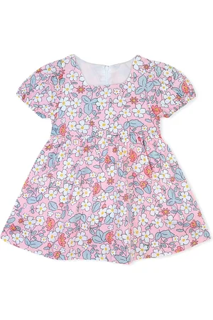 BAESD Girls Floral Print Square Neck Cotton Fit & Flare Dress
