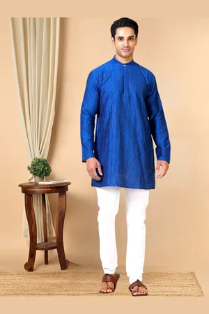 TATTVA Mandarin Collar Woven Design Straight Kurta