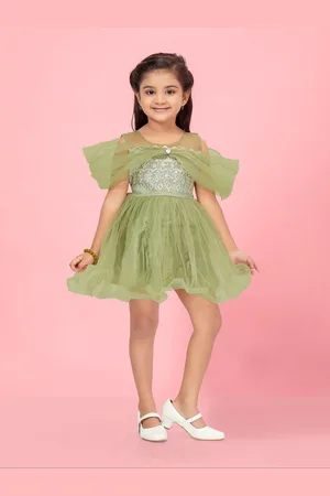 BAESD Girls Embroidered Sleeveless Net Fit & Flare Dress