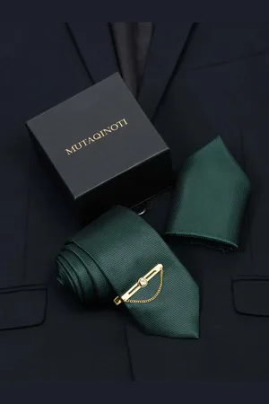 MUTAQINOTI Men Silk Necktie Accessory Gift Set