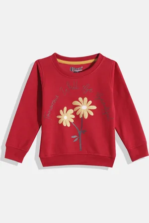 Eteenz Girls Floral & Typography Printed Round-Neck Premium Cotton Sweatshirt