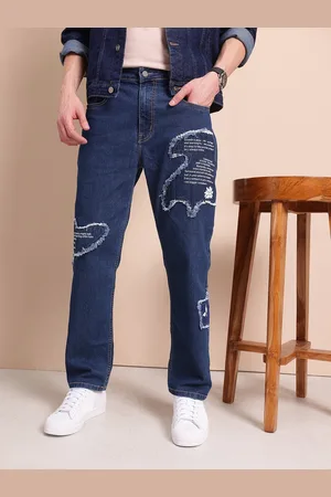 Mast & Harbour Men Printed Patch Stretchable Regular Fit Jeans
