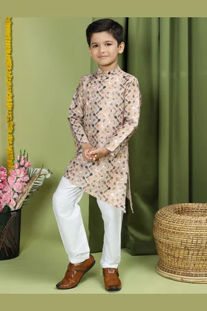 TABARD Boys Abstract Printed Pure Cotton Kurta With Pyjamas
