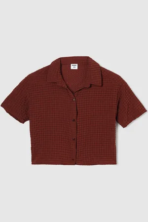 Max Collection Girls Spread Collar Textured Cotton Casual Shirt