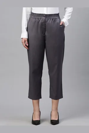 De Moza Women Loose Fit High-Rise Cropped Formal Trousers