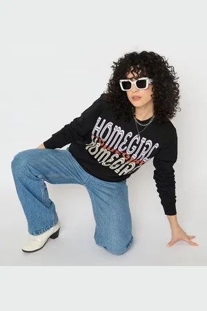 Mast & Harbour Women Typography Printed Pullover Sweatshirt