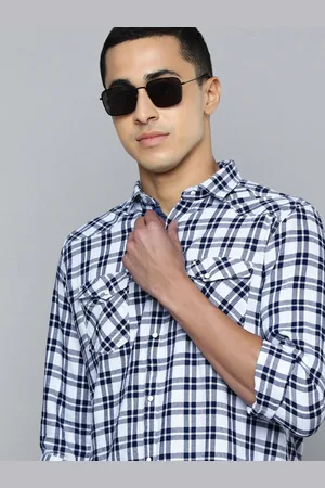Lawman Men White Slim Fit Checked Casual Shirt