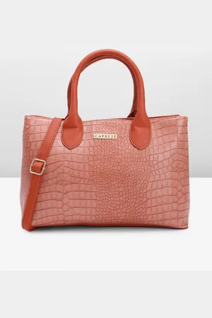 Caprese Crocodile Textured Leather Structured Handheld Bag