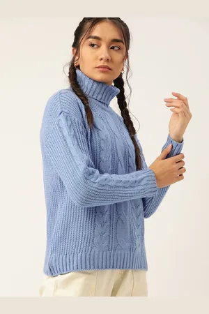 DressBerry Women Blue Open knit Pullover