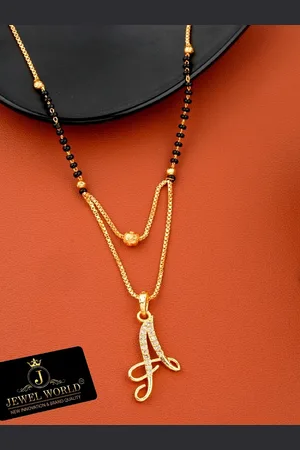 JEWEL WORLD Gold-Plated Stone Studded & Beaded Mangalsutra