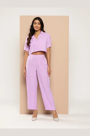 HERE&NOW Women Notched Lapel Crop Co-Ords