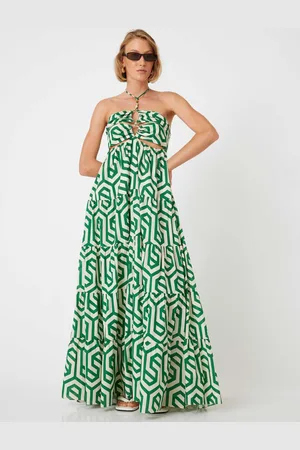 Koton Women Printed Halter Neck Sleeveless Maxi Dress