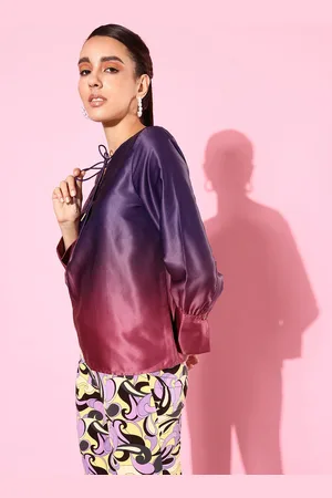 Chemistry Tie-Up Neck Hello Monsoon-Hyper Graphics Ombre Top