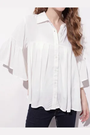DressBerry The 90s Clueless Chic Pleated Longline Shirt Style Top