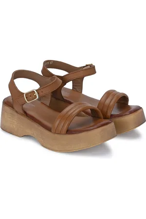 Delize Striped Leather Wedge Sandals