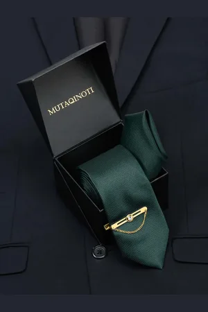 MUTAQINOTI Men Checkered Silk Necktie Accessory Gift Set