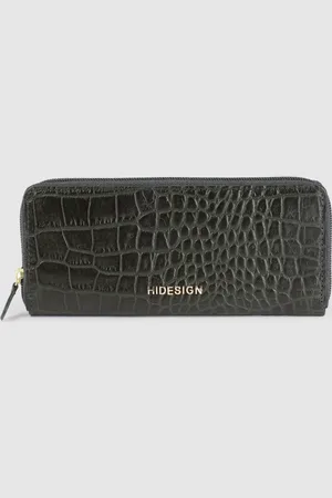 Hidesign Women Green Textured Leather Zip Around Wallet