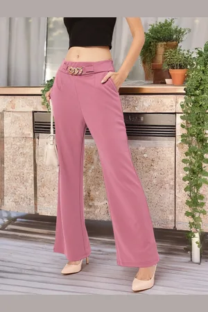 DressBerry Women 70s Flared Chain Detail Trousers