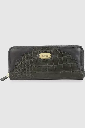 Hidesign Women Green Textured Leather Zip Around Wallet
