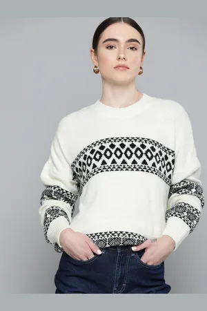 Chemistry Geometric Pattern Drop-Shoulder Sleeves Pullover