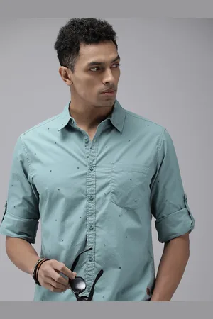Roadster The Life Co. Regular Fit Geometric Printed Pure Cotton Casual Shirt