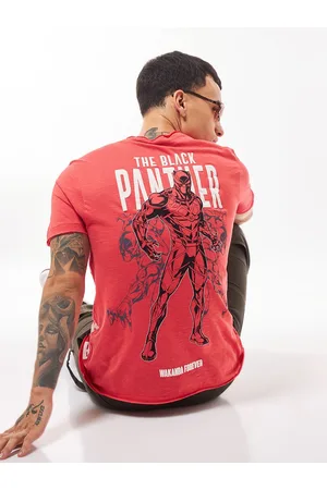 Bewakoof 1.0 Men Coral Pink Black Panther Graphic Printed T-shirt