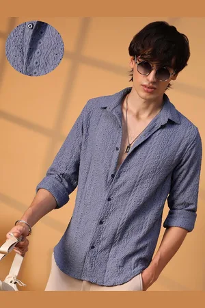 Campus Men Comfort Spread Collar Solid Casual Shirt