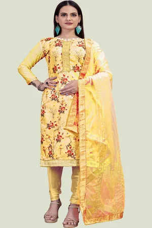 HERE&NOW Floral Printed Gotta Patti Unstitched Dress Material