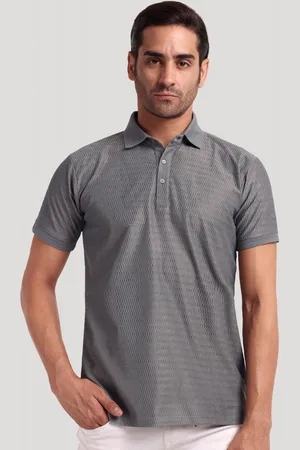 Moda Rapido Men Self Design Polo Collar Cotton T-shirt