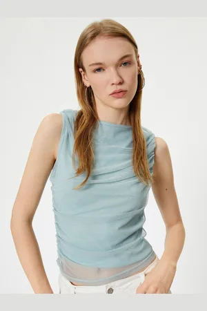 Koton Women Solid Boat Neck Polyester Top