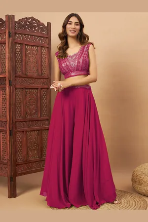 Chhabra 555 Embellished Sequinned V-Neck Crop-Top With Palazzos