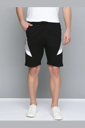 Mast & Harbour Men Black & Grey Melange Colourblocked Detail Pure Cotton Shorts