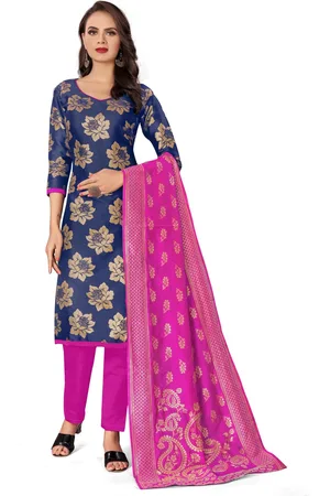 HERE&NOW Floral Woven Design Banarasi Unstitched Dress Material
