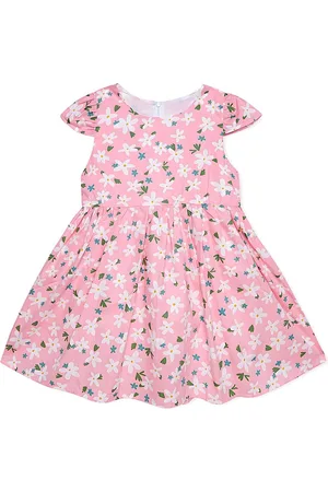BAESD Girls Conversational Printed Flared Cap Sleeves Cotton A-Line Dress