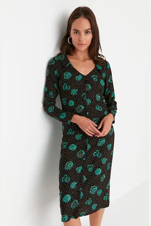 Trendyol Women Black Floral Sheath Dress
