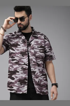 Roadster The Life Co. Men Brown & Black Camouflage Printed Pure Cotton Casual Shirt