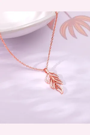 GIVA 925 Sterling Silver Rose Gold-Plated Stone Studded Komal Pankh Pendant with Chain