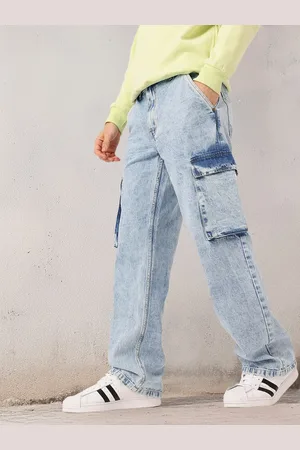 Kook N Keech Men Street Heavy Fade Relaxed Fit Cargo Jeans