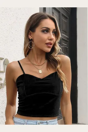 DressBerry Shoulder Straps Sleeveless Fitted Crop Top