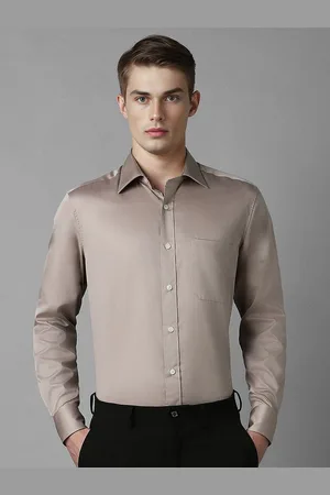 Louis Philippe Men Classic Spread Collar Solid Cotton Formal Shirt