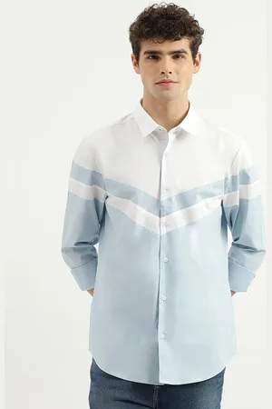 Benetton Slim Fit Colourblocked Spread Collar Long Sleeves Formal Shirt