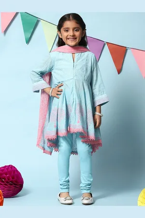 Biba Girls Ethnic Motifs Embroidered Anarkali Kurta with Churidar & Dupatta
