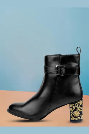 BXXY Women Faux Material Buckle and Zipper High Ankle Formal Boots