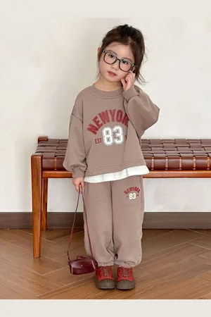 LULU & SKY Unisex Kids Typographic Printed Pure Cotton T-shirt and Joggers