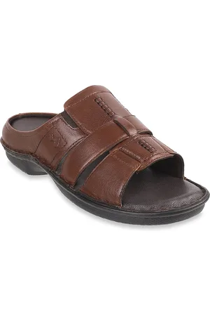 Metro Men Maroon Leather Comfort Sandals