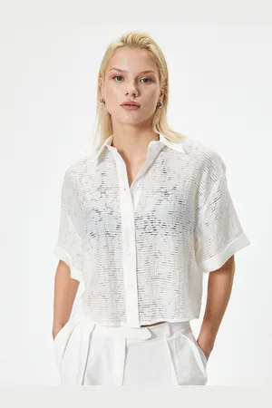Koton Women Spread Collar Self Design Casual Shirt