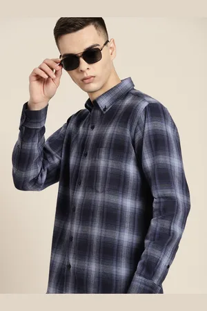 HANCOCK Men Premium Slim Fit Checked Flannel Pure Cotton Casual Shirt